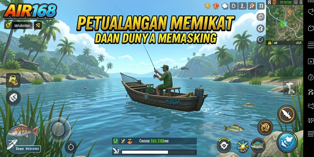 Gameplay Fishing yang menakjubkan dalam AIR168 dengan ikan yang bervariasi.