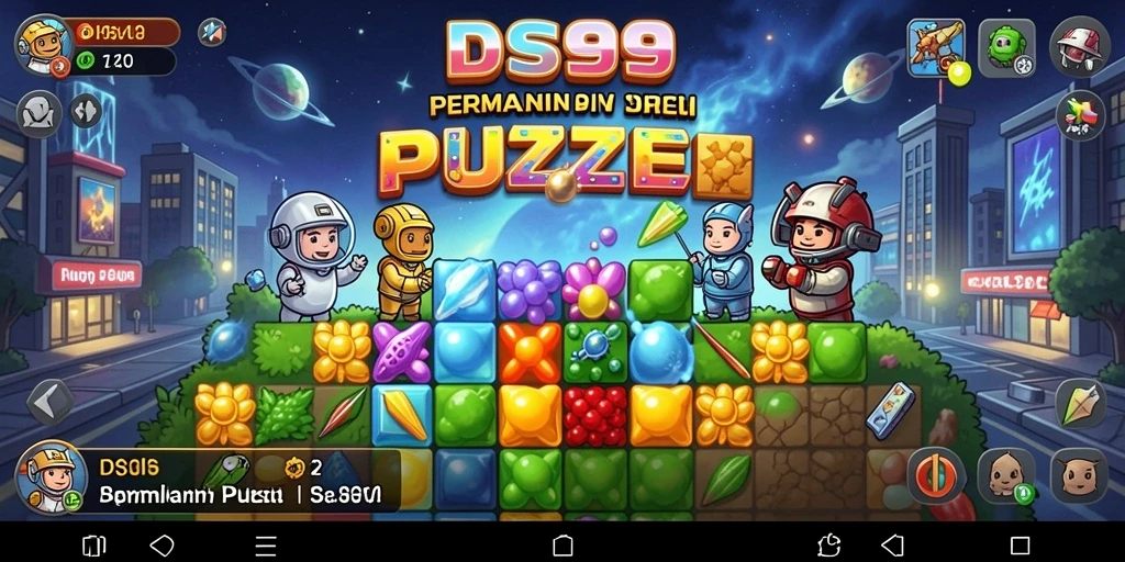 Tampilan gameplay DS99 yang penuh warna dan menantang.