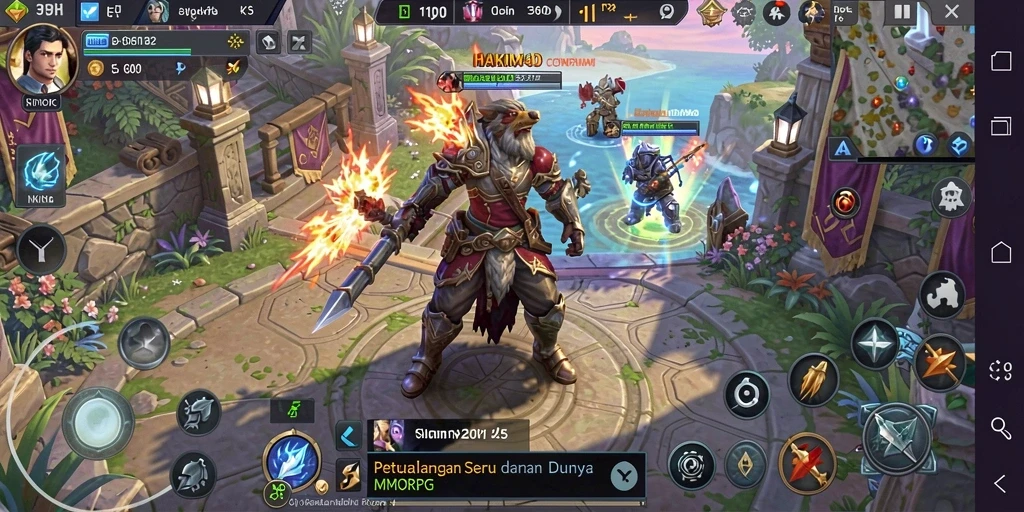 Tangkapan layar HAKIM4D menampilkan aksi bertempur seru di dunia MMORPG.
