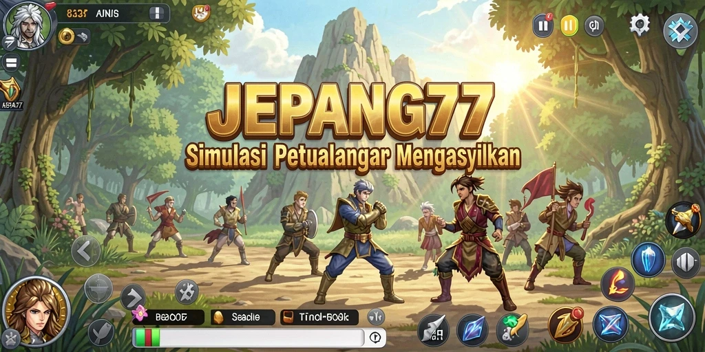 Screenshot gameplay JEPANG77 menampilkan petualangan di Jepang.