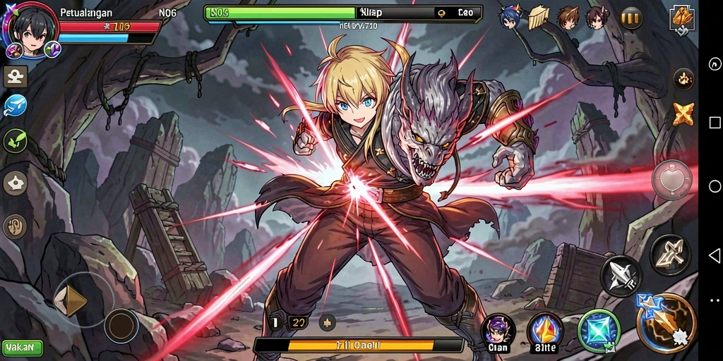 Tampilan gameplay seru N06 dengan karakter anime menarik.