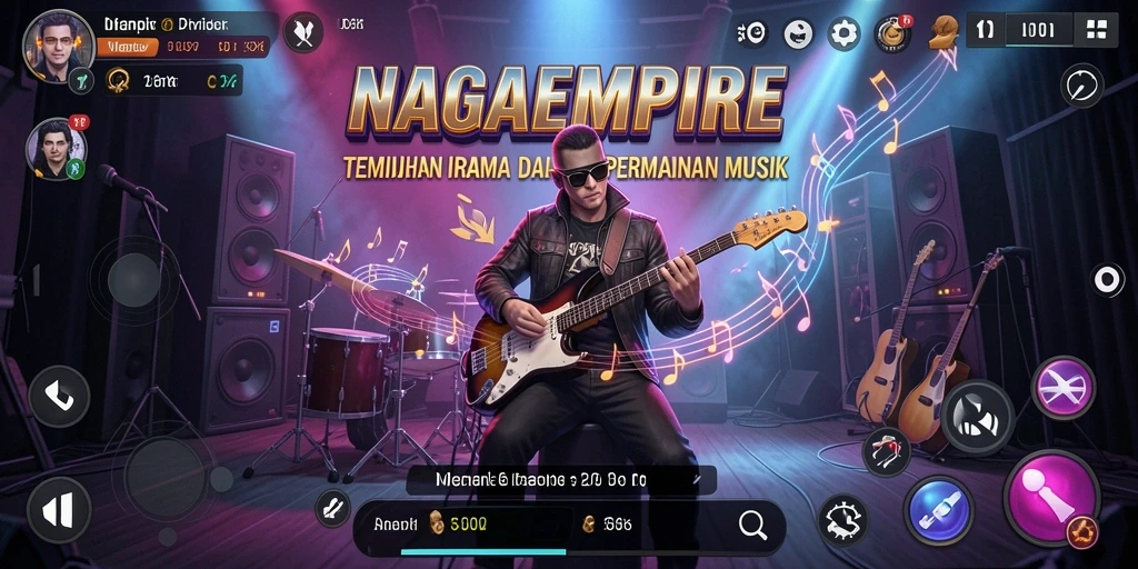 Tampilan menarik dari gameplay NAGAEMPIRE yang penuh musik.