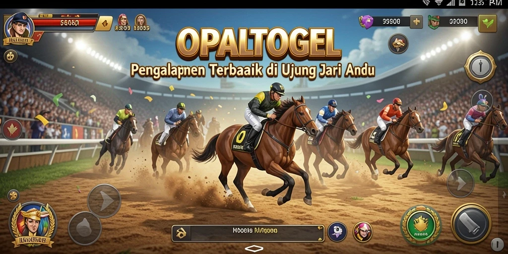 Screenshot gameplay OPALTOGEL menampilkan balapan seru di lintasan yang mendebarkan.