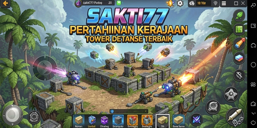 Tampilan gameplay SAKTI77 yang menegangkan saat mempertahankan menara.