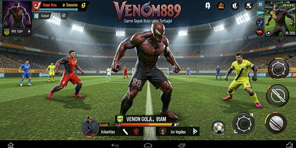 Tangkapan layar <strong>VENOM889</strong> menampilkan aksi mendebarkan di lapangan sepak bola.